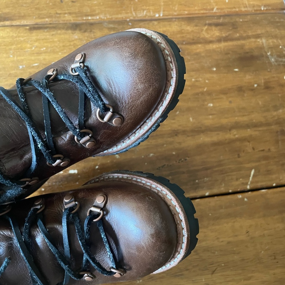 WOOLRICH ROCKIES Brown Gray Hiking Boots Leather Wool Women’s Size 6.5  37 EUC - Picture 8 of 10